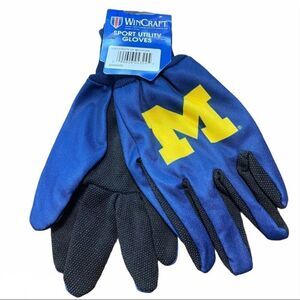 U of M Utility Gloves Yellow Textured Grip University of Michigan Go Blue NWT